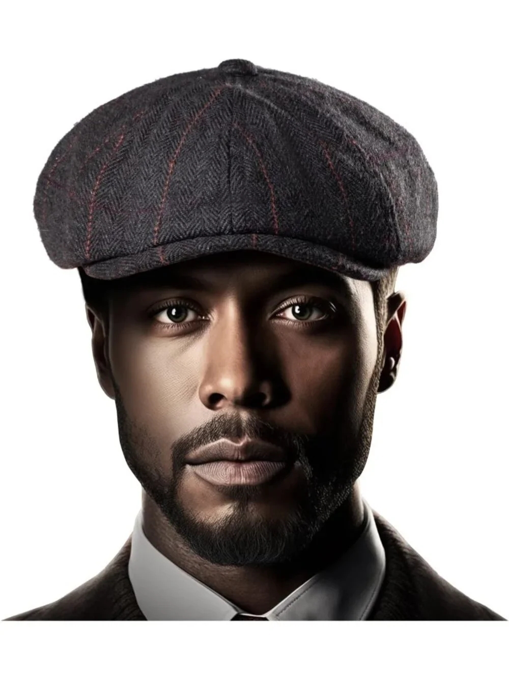 Retro 8-Panel Newsboy Cap for Men | Adjustable Wool Blend Cabbie Hat